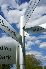 Wegweiser vierfach eloxiert