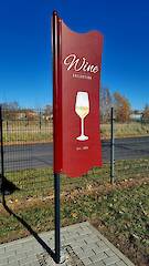 Flex Fahne 1300mm, Säulen RAL 7016, Schelle RAL 3005